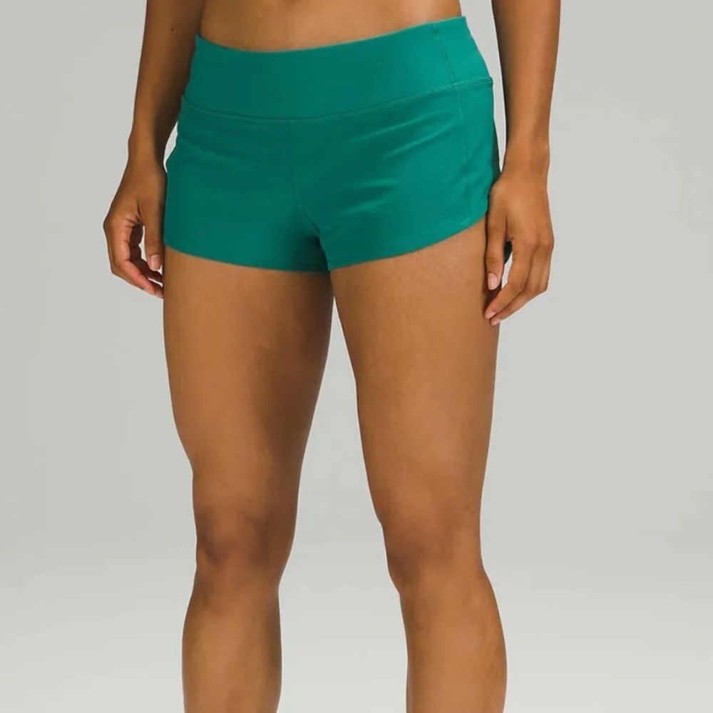 Teal Lululemon speed ups, size 4